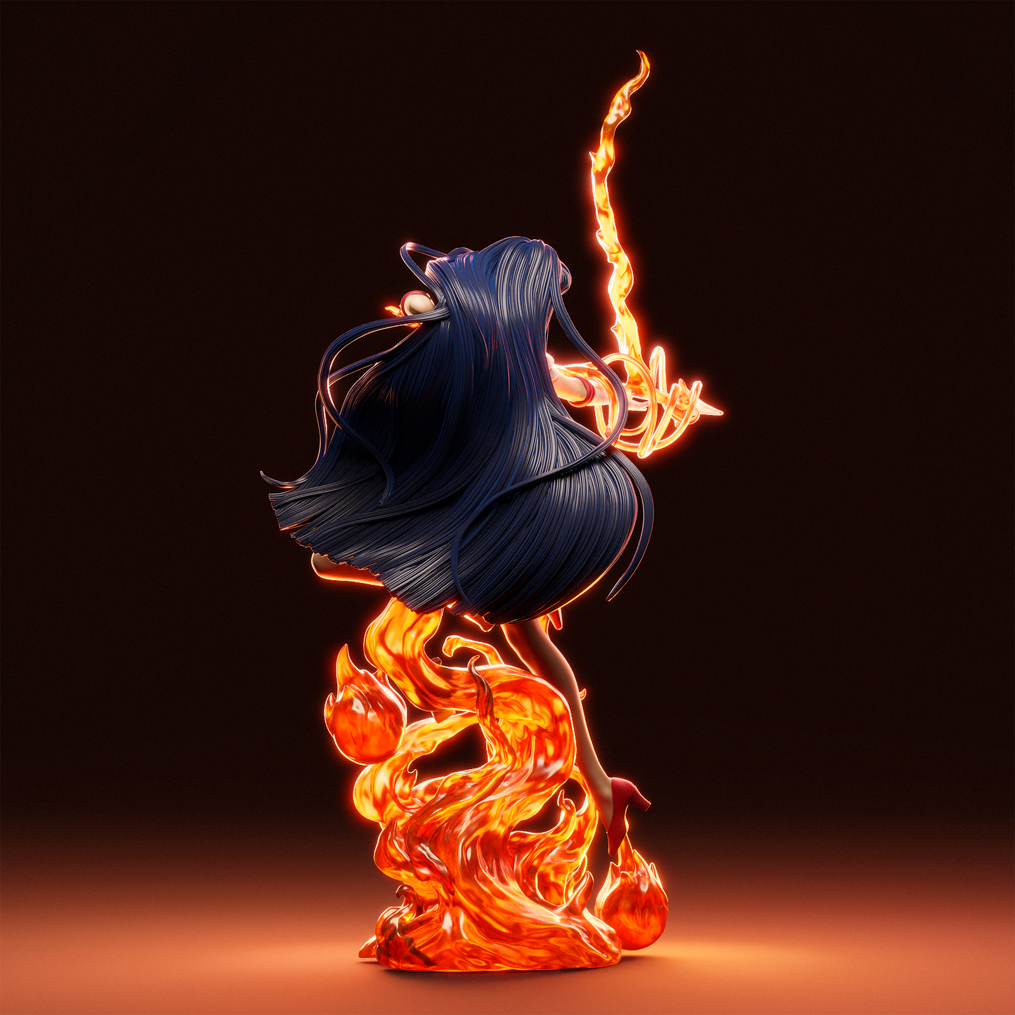 Sailor Mars style Celestial Flame Girl resin kit – Unpainted 3D Printed Model kit