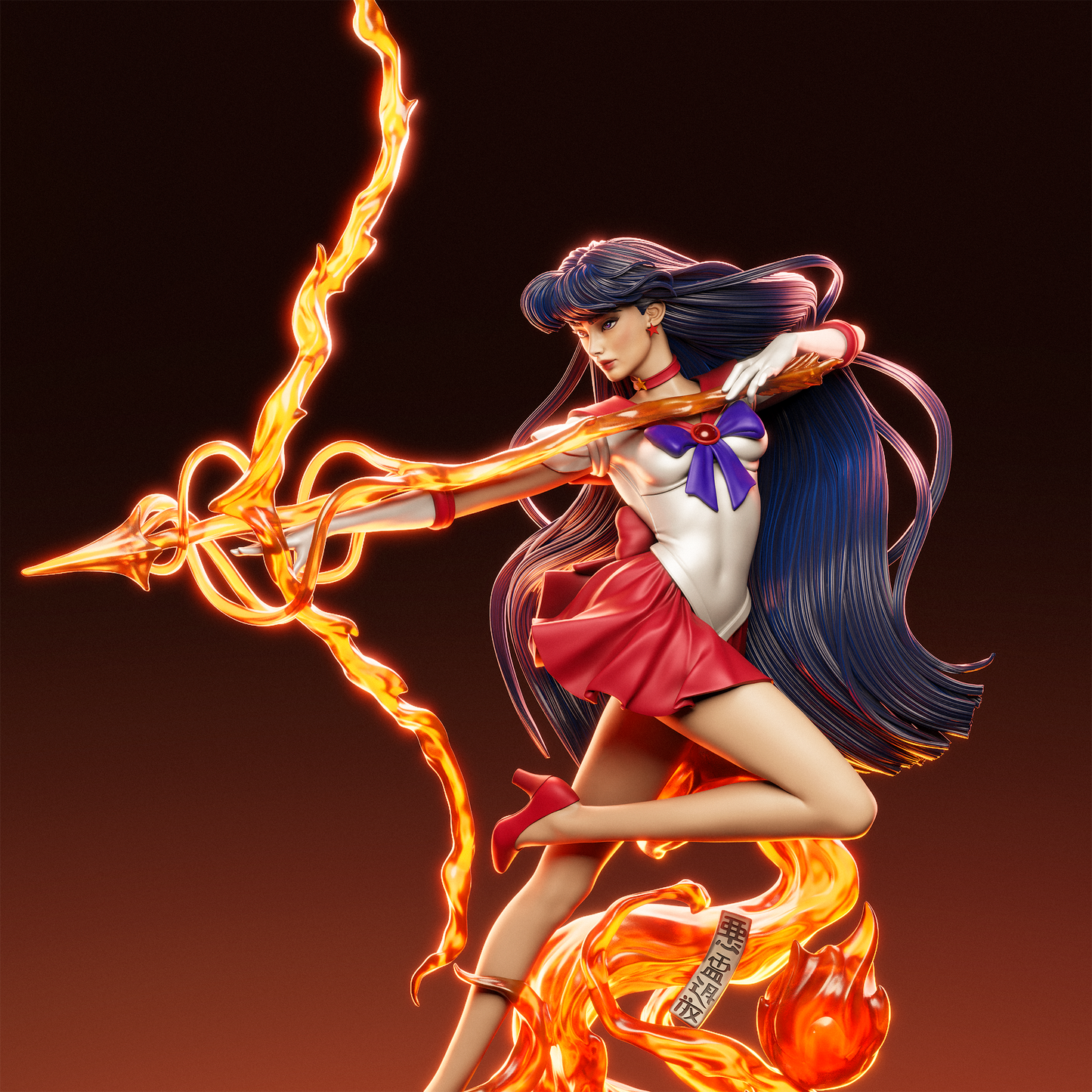 Sailor Mars style Celestial Flame Girl resin kit – Unpainted 3D Printed Model kit