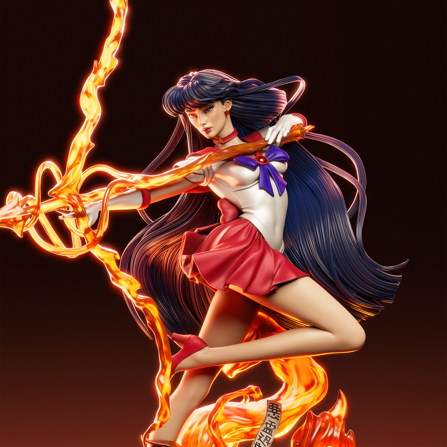 Sailor Mars style Celestial Flame Girl resin kit – Unpainted 3D Printed Model kit