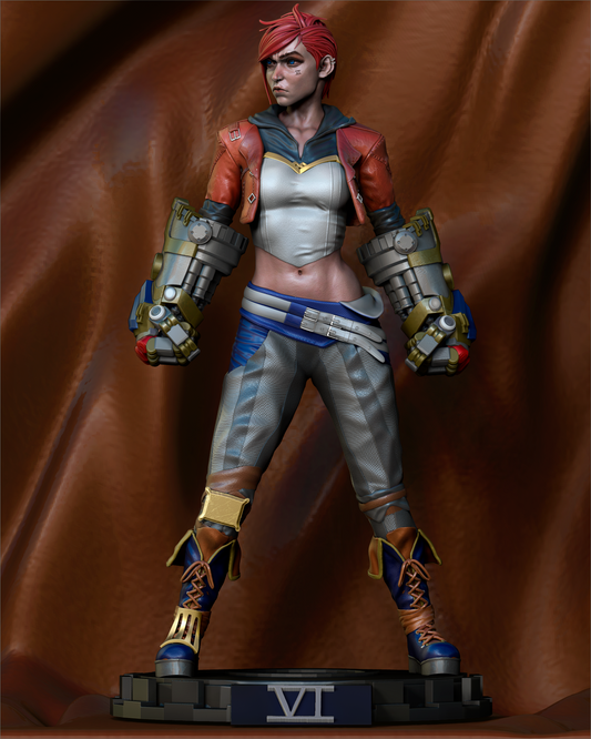 Arcane Vi style Arcaine Hextech Brawler Girl resin kit – Unpainted 3D Printed Model kit