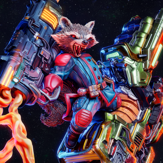 Rocket Raccoon inspired resin figure