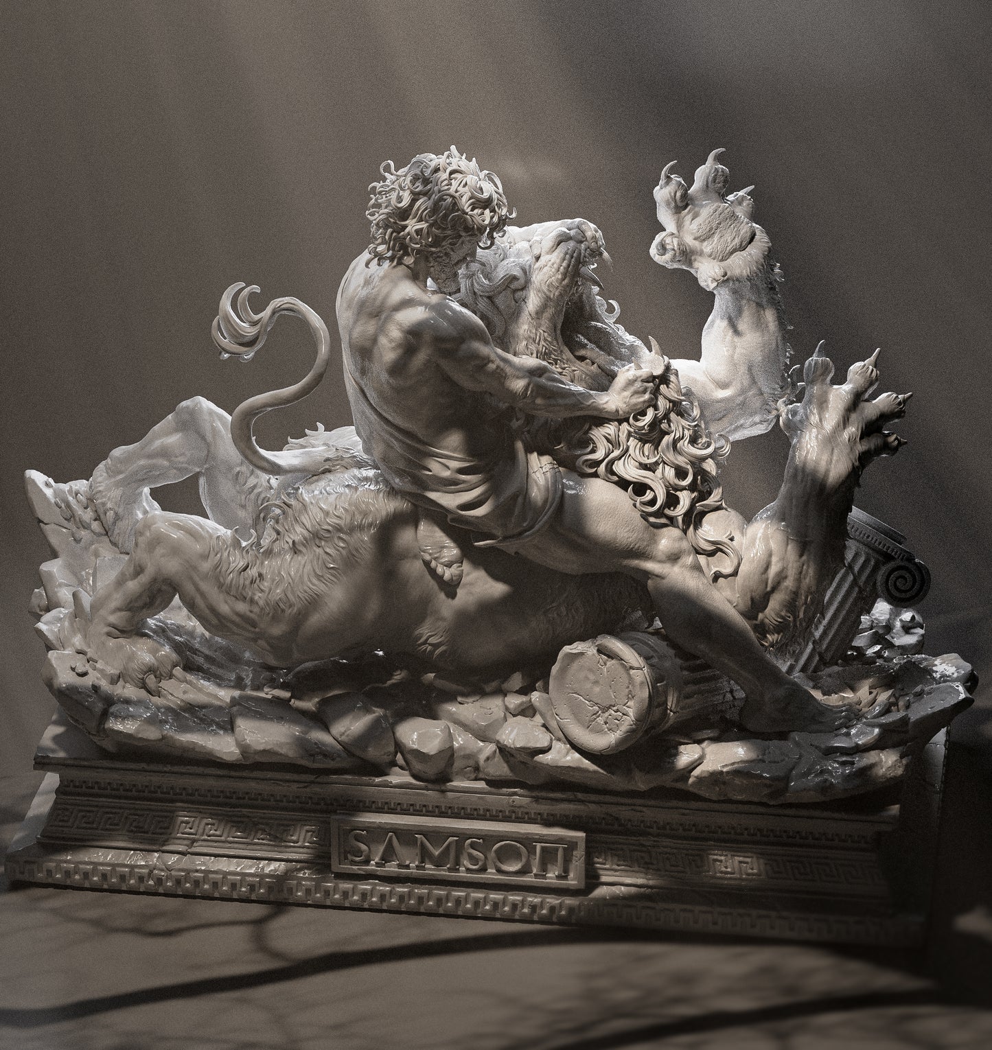 Samson Lion Fight Biblical Fantasy Unpainted Resin Garage Kit (1/6-1/12)