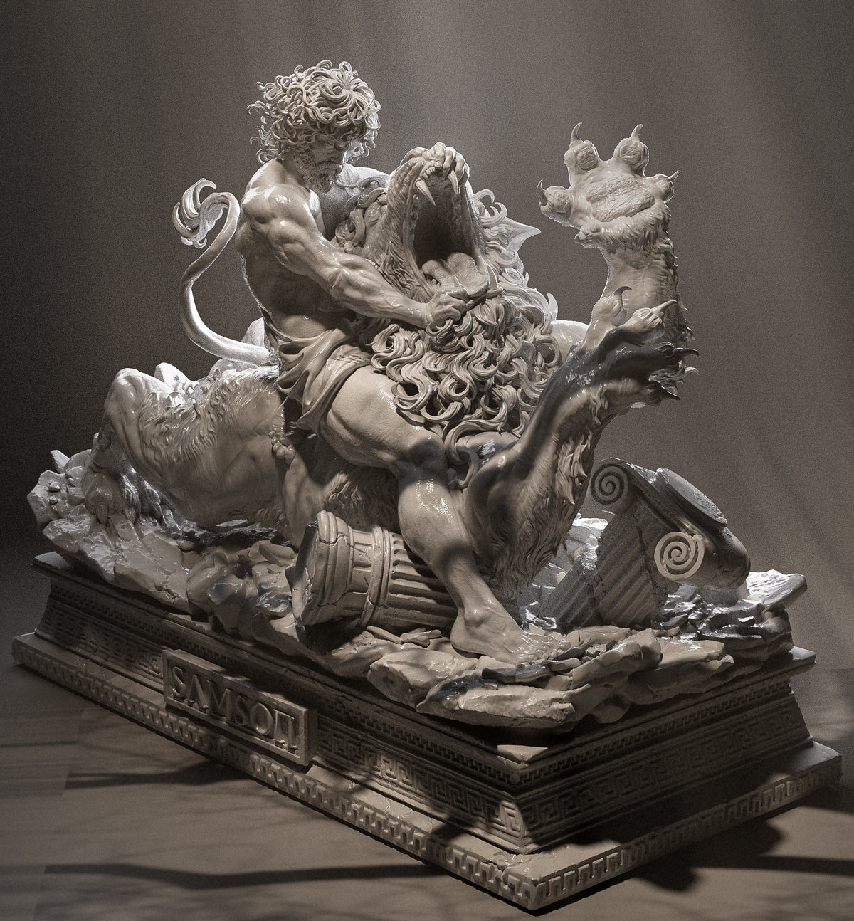 Samson Lion Fight Biblical Fantasy Unpainted Resin Garage Kit (1/6-1/12)