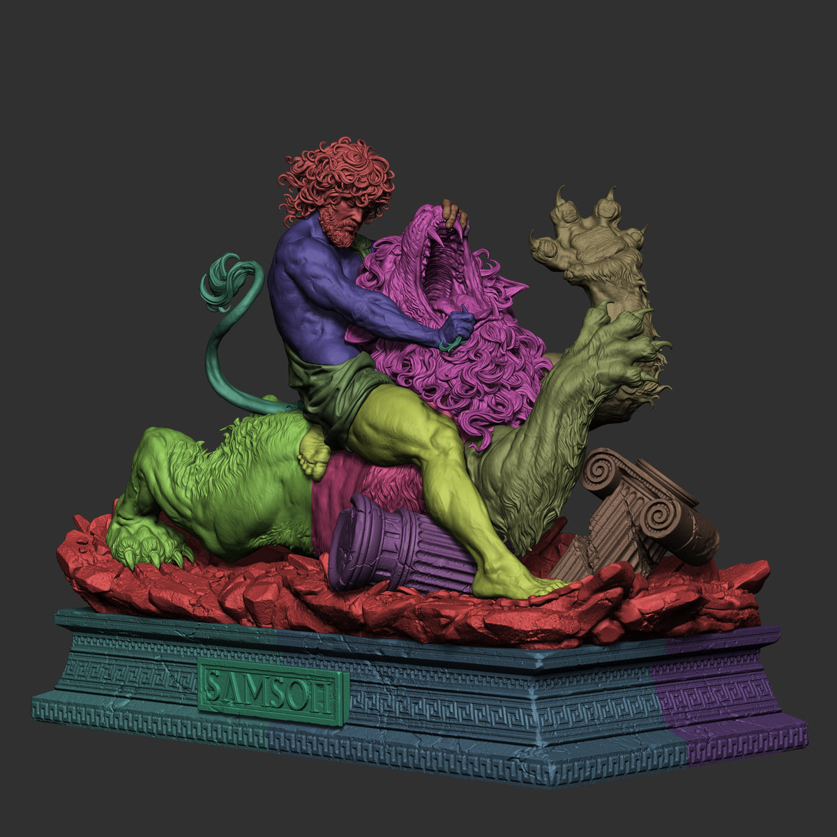Samson Lion Fight Biblical Fantasy Unpainted Resin Garage Kit (1/6-1/12)
