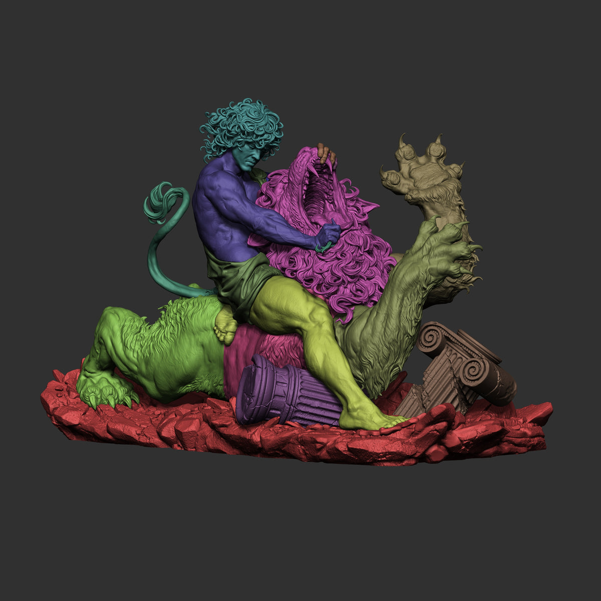 Samson Lion Fight Biblical Fantasy Unpainted Resin Garage Kit (1/6-1/12)