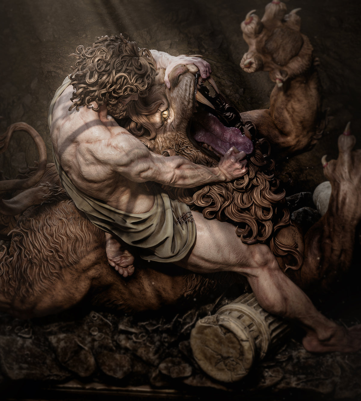 Samson Lion Fight Biblical Fantasy Unpainted Resin Garage Kit (1/6-1/12)