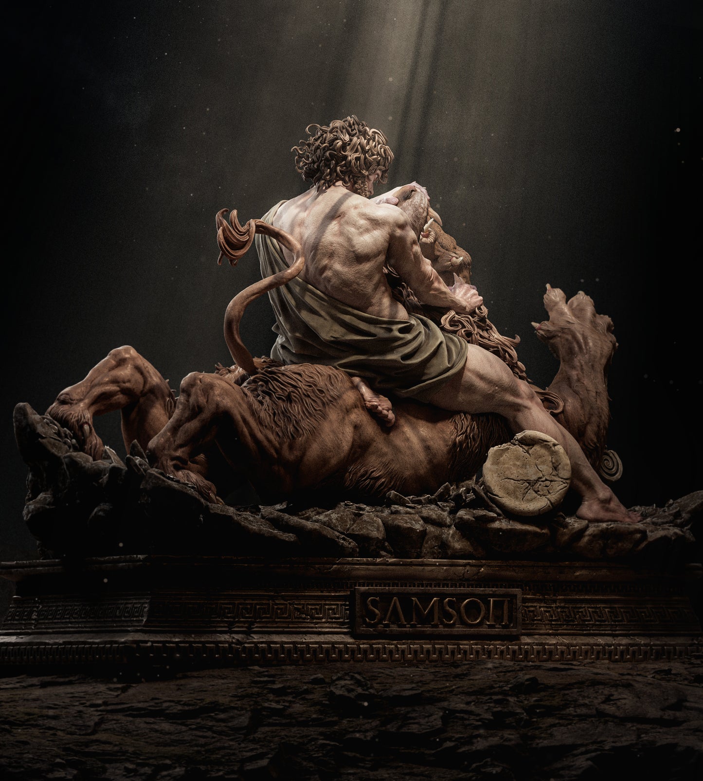Samson Lion Fight Biblical Fantasy Unpainted Resin Garage Kit (1/6-1/12)