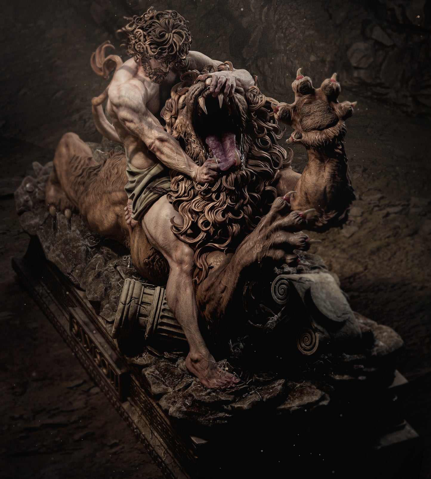Samson Lion Fight Biblical Fantasy Unpainted Resin Garage Kit (1/6-1/12)