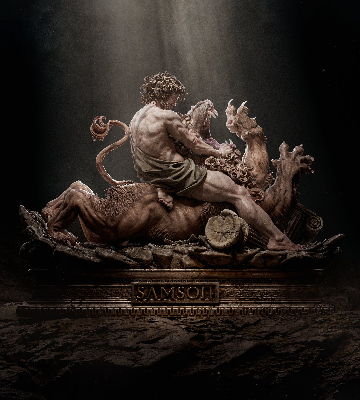 Samson Lion Fight Biblical Fantasy Unpainted Resin Garage Kit (1/6-1/12)