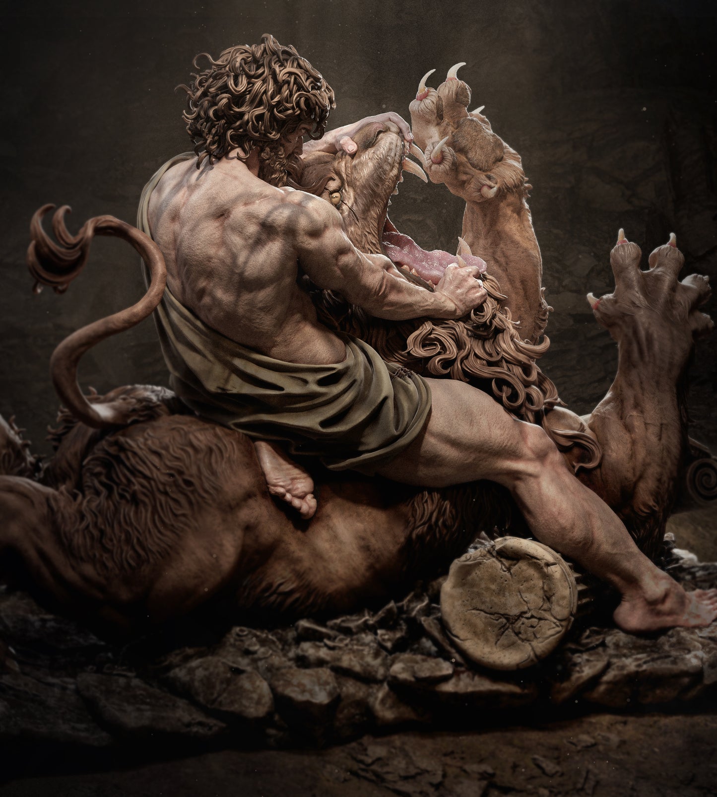 Samson Lion Fight Biblical Fantasy Unpainted Resin Garage Kit (1/6-1/12)