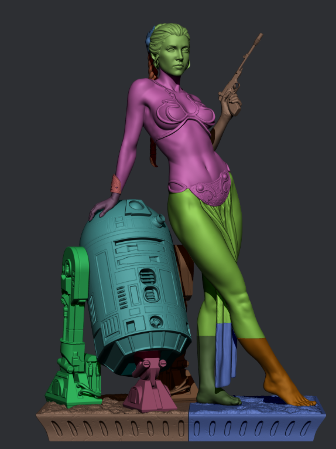 Slave Leia Freed with Droid Companion – Unpainted 3D Printed Model Kit