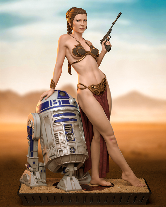 Slave Leia Freed with Droid Companion – Unpainted 3D Printed Model Kit