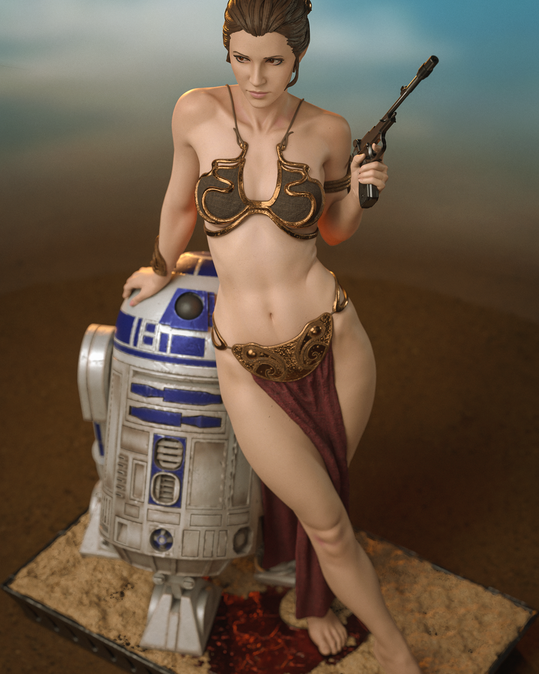 Slave Leia Freed with Droid Companion – Unpainted 3D Printed Model Kit