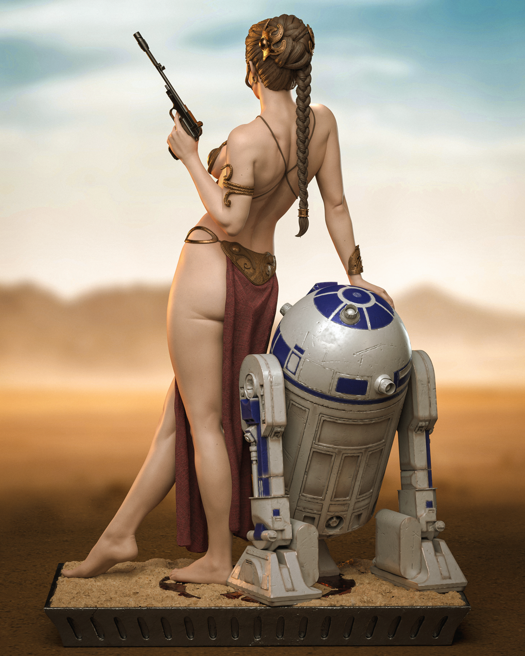 Slave Leia Freed with Droid Companion – Unpainted 3D Printed Model Kit