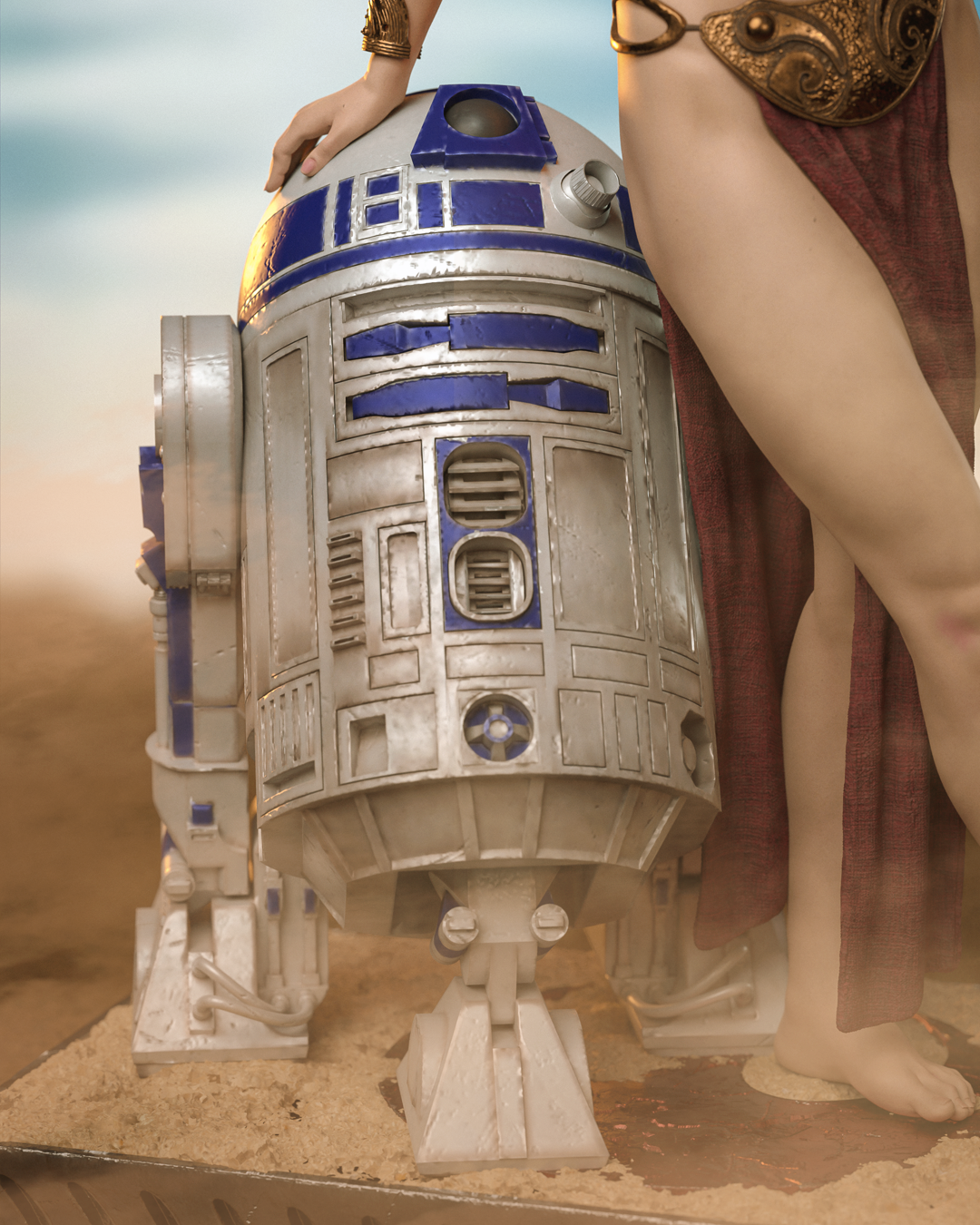 Slave Leia Freed with Droid Companion – Unpainted 3D Printed Model Kit