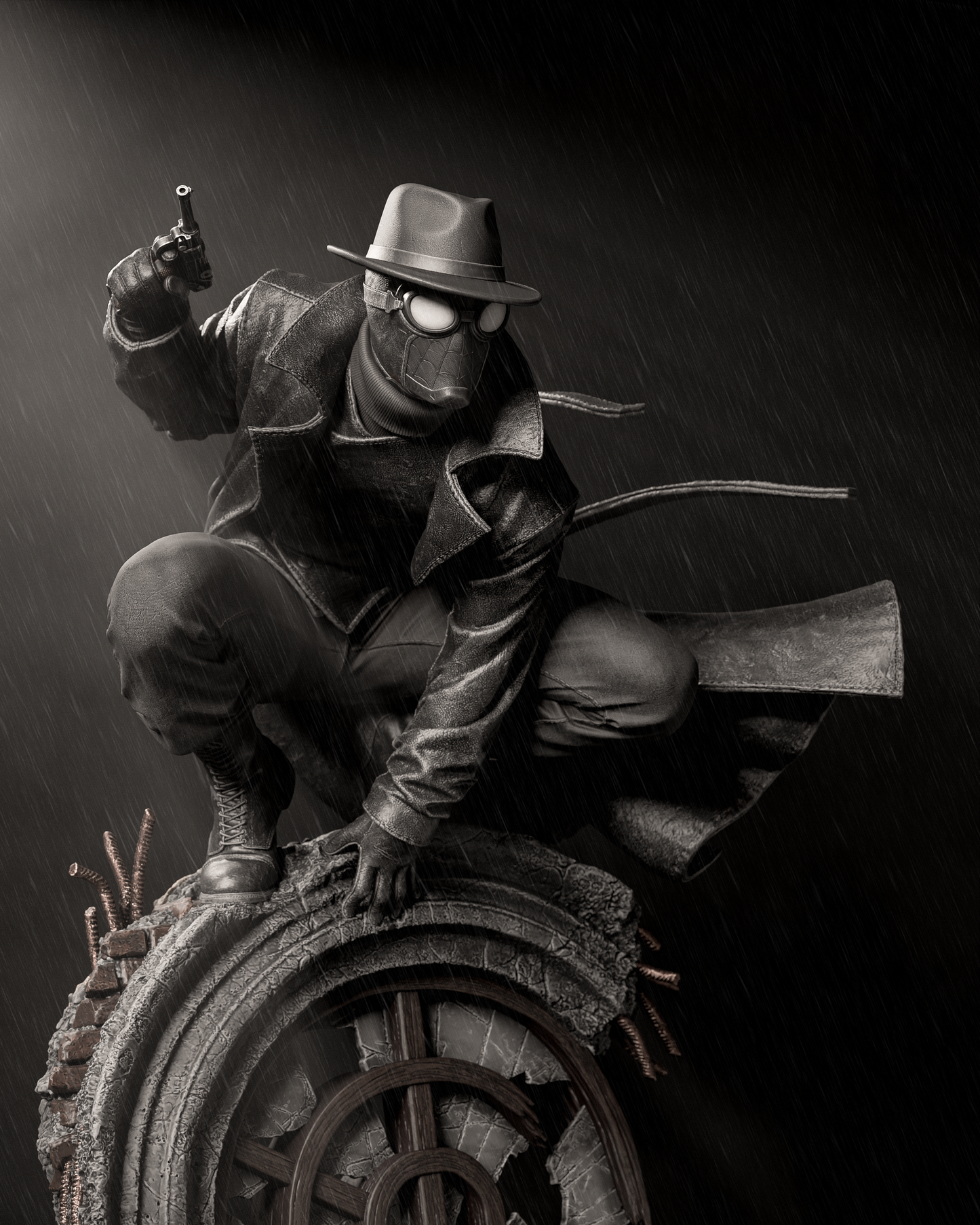 Spider-Man Noir Style Shadow Vigilante – Unpainted 3D Printed Model Kit