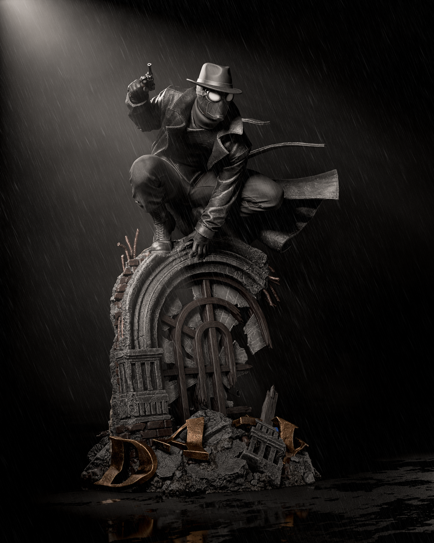 Spider-Man Noir Style Shadow Vigilante – Unpainted 3D Printed Model Kit