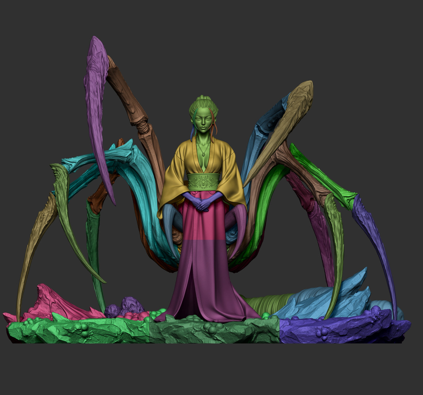 Queen Spider Demon Style Yokai Empress Resin Kit – Unpainted 3D Printed Model Kit