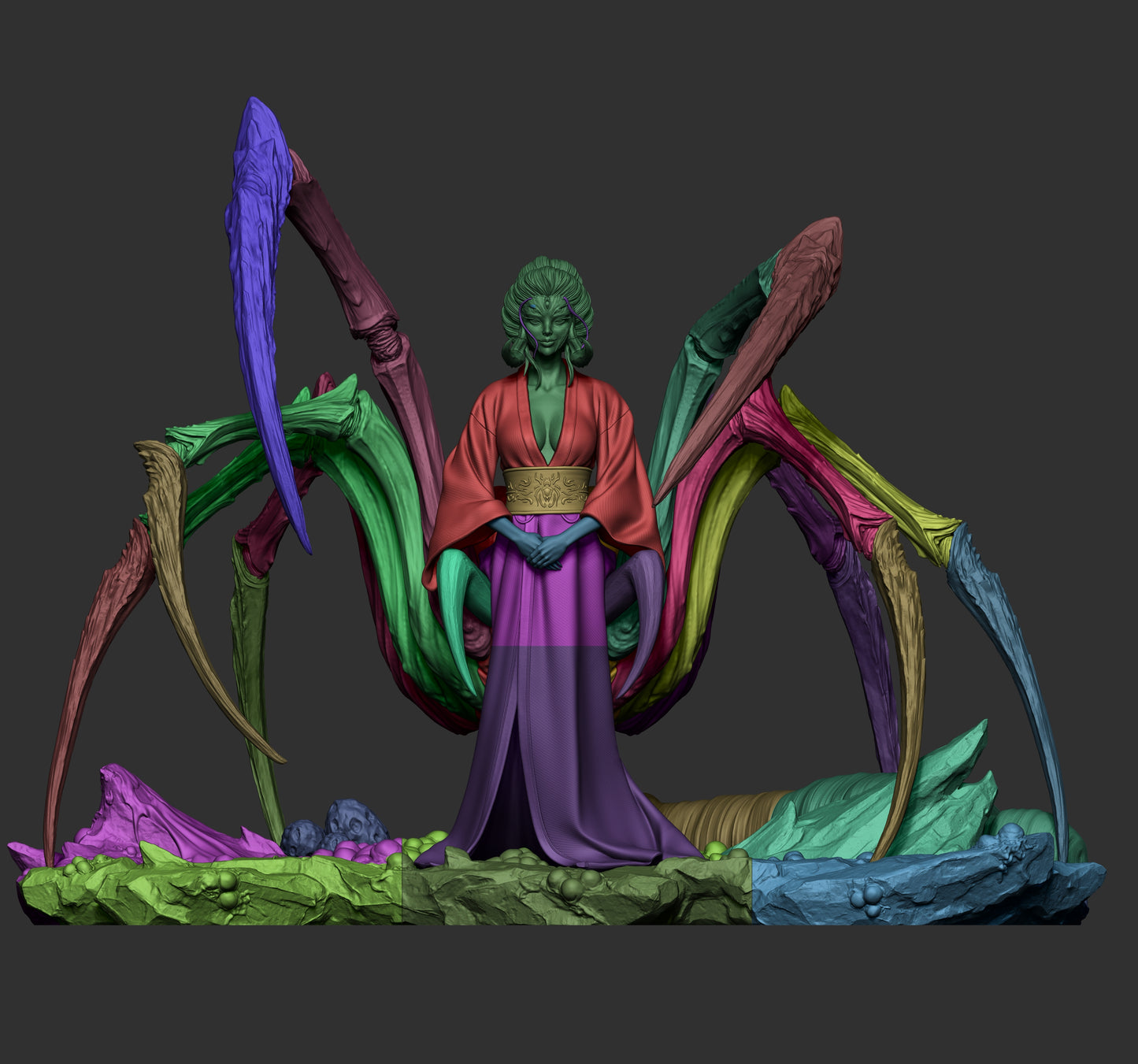 Queen Spider Demon Style Yokai Empress Resin Kit – Unpainted 3D Printed Model Kit