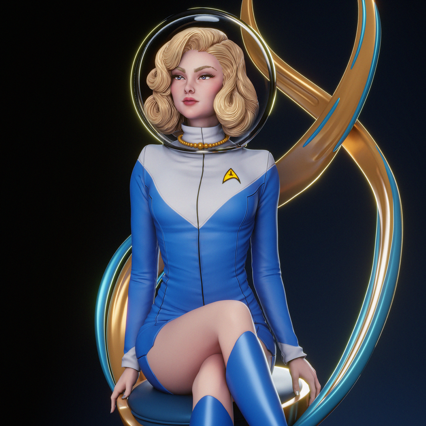Retro Starfleet Officer – Unpainted 3D Printed Model Kit
