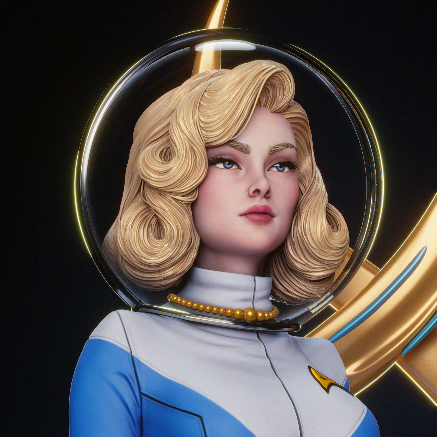 Retro Starfleet Officer – Unpainted 3D Printed Model Kit