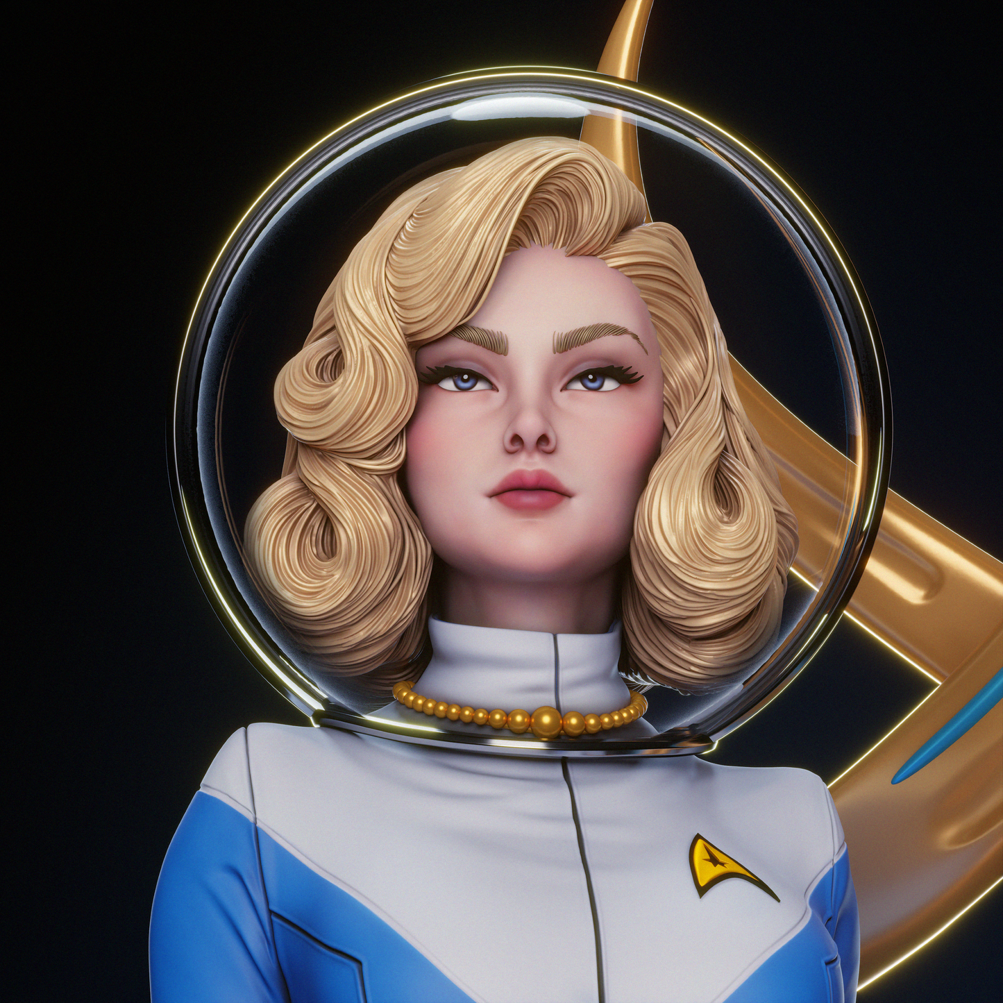 Retro Starfleet Officer – Unpainted 3D Printed Model Kit