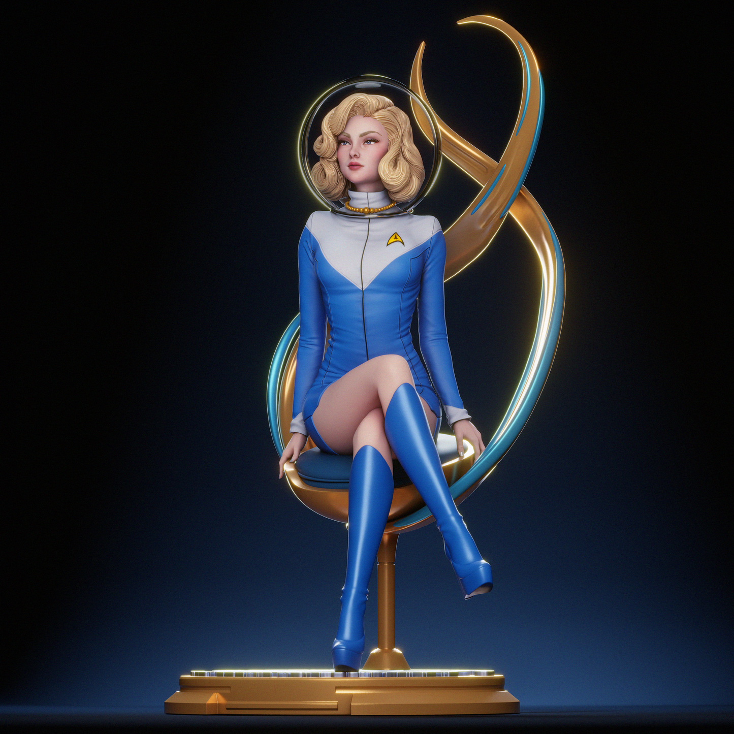 Retro Starfleet Officer – Unpainted 3D Printed Model Kit