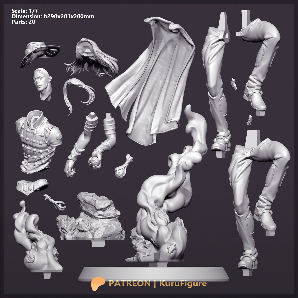 Gyro Zeppeli Style Steel Ball Run Unpainted Resin Kit (1/6-1/12)