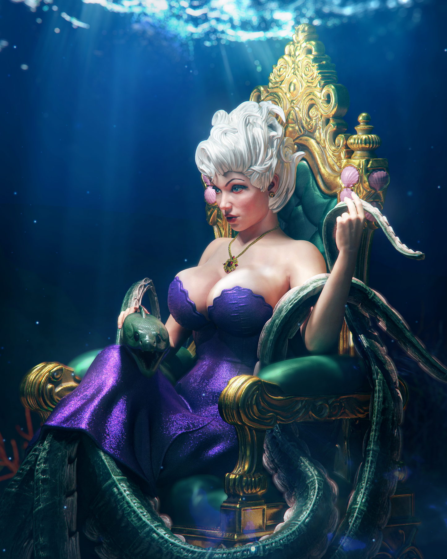 Ursula Style Sea Witch – Unpainted 3D Printed Model Kit