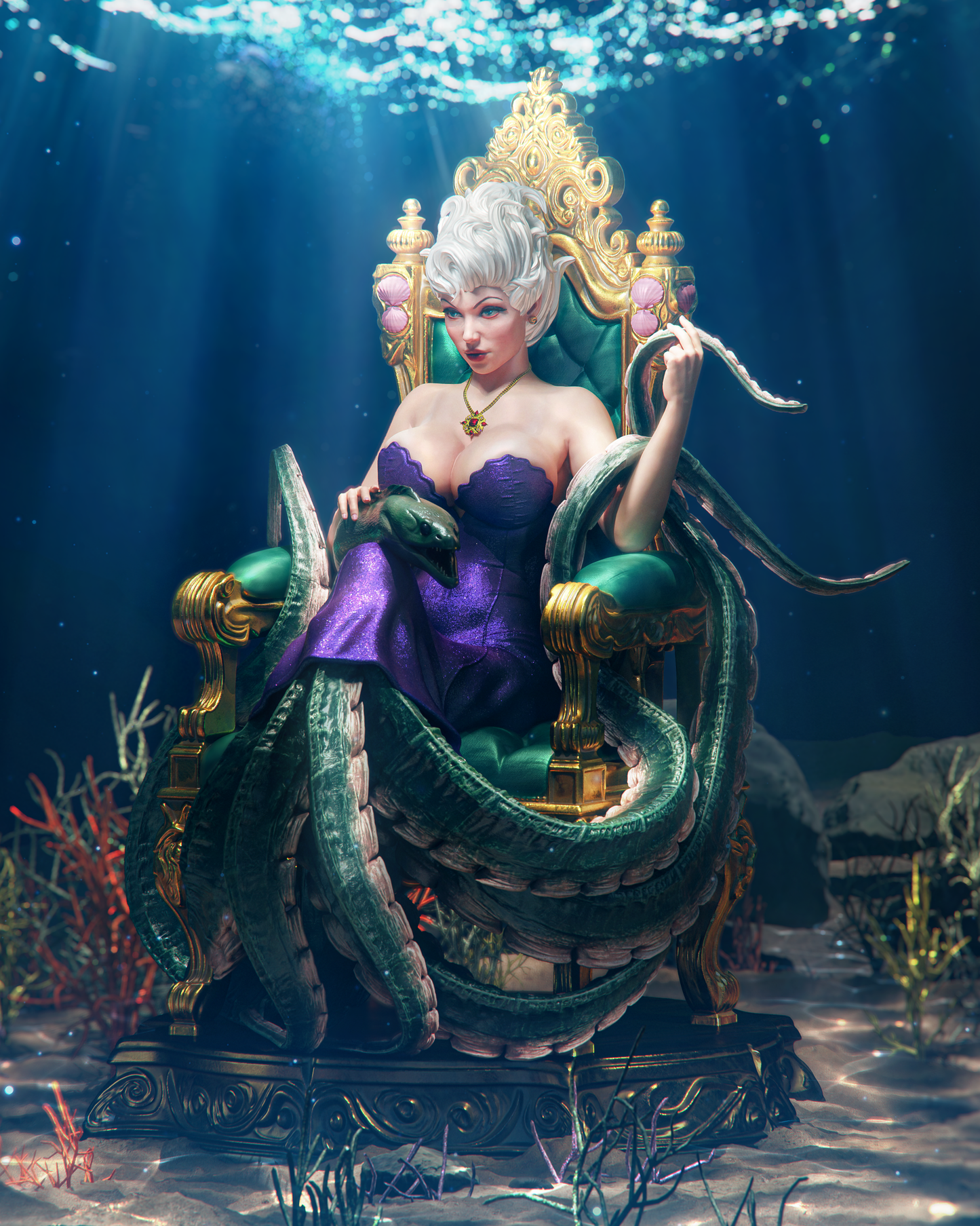 Ursula Style Sea Witch – Unpainted 3D Printed Model Kit