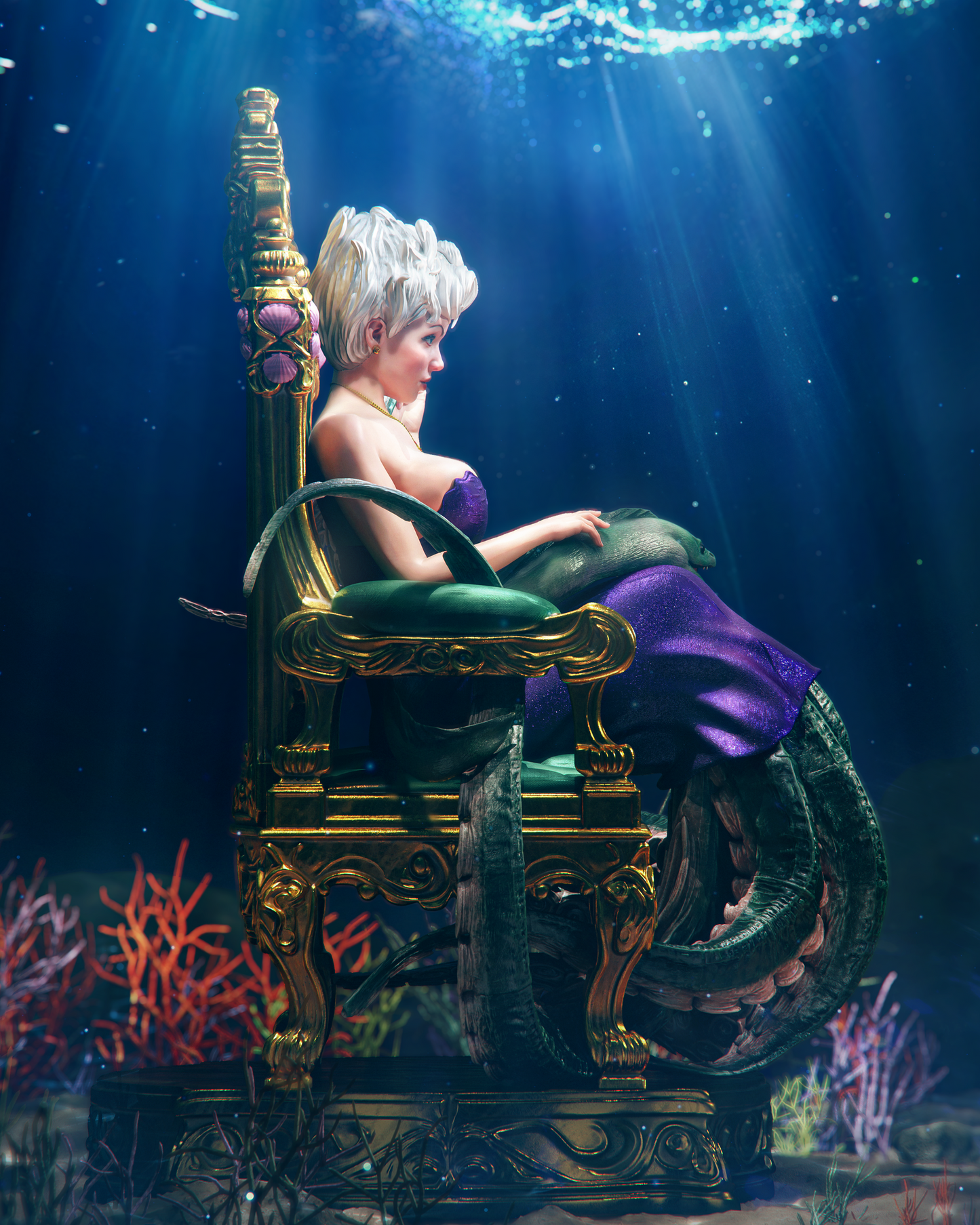 Ursula Style Sea Witch – Unpainted 3D Printed Model Kit