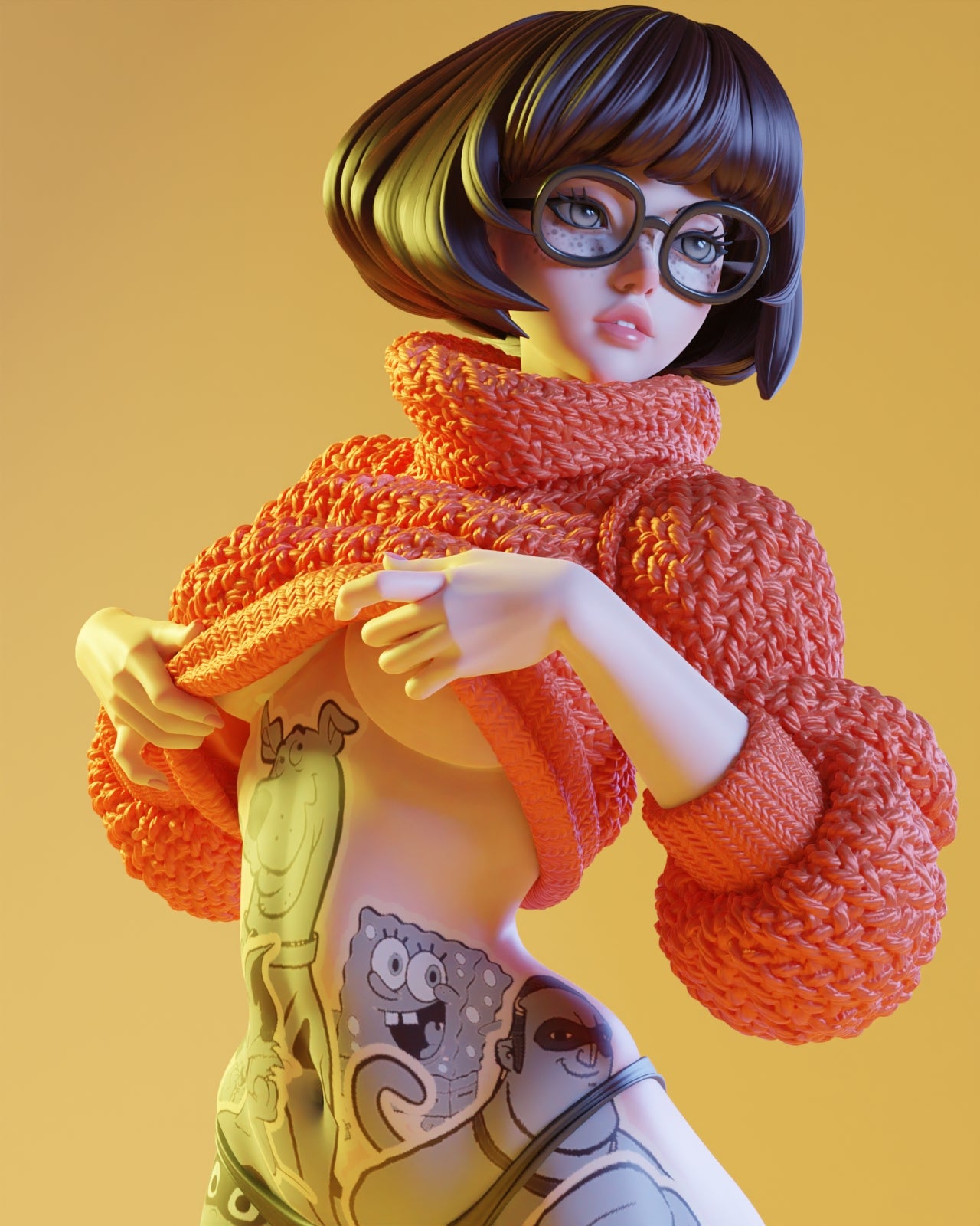Velma Lifted Top Style Scooby-Doo Cartoon Unpainted Resin Garage Kit (1/6-1/12)
