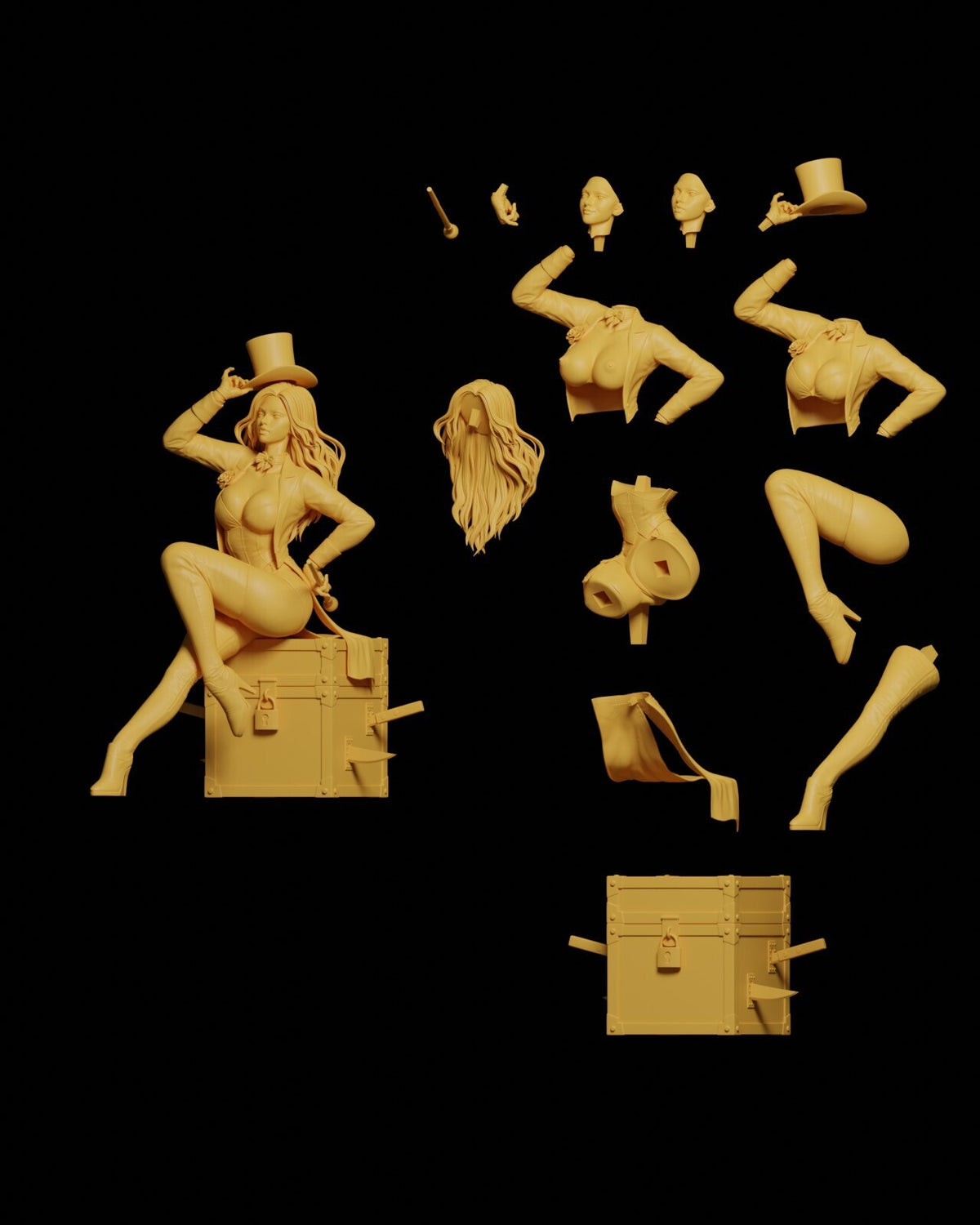 Zatanna Trick Box Style DC Unpainted Resin Garage Model Kit (1/6-1/12)