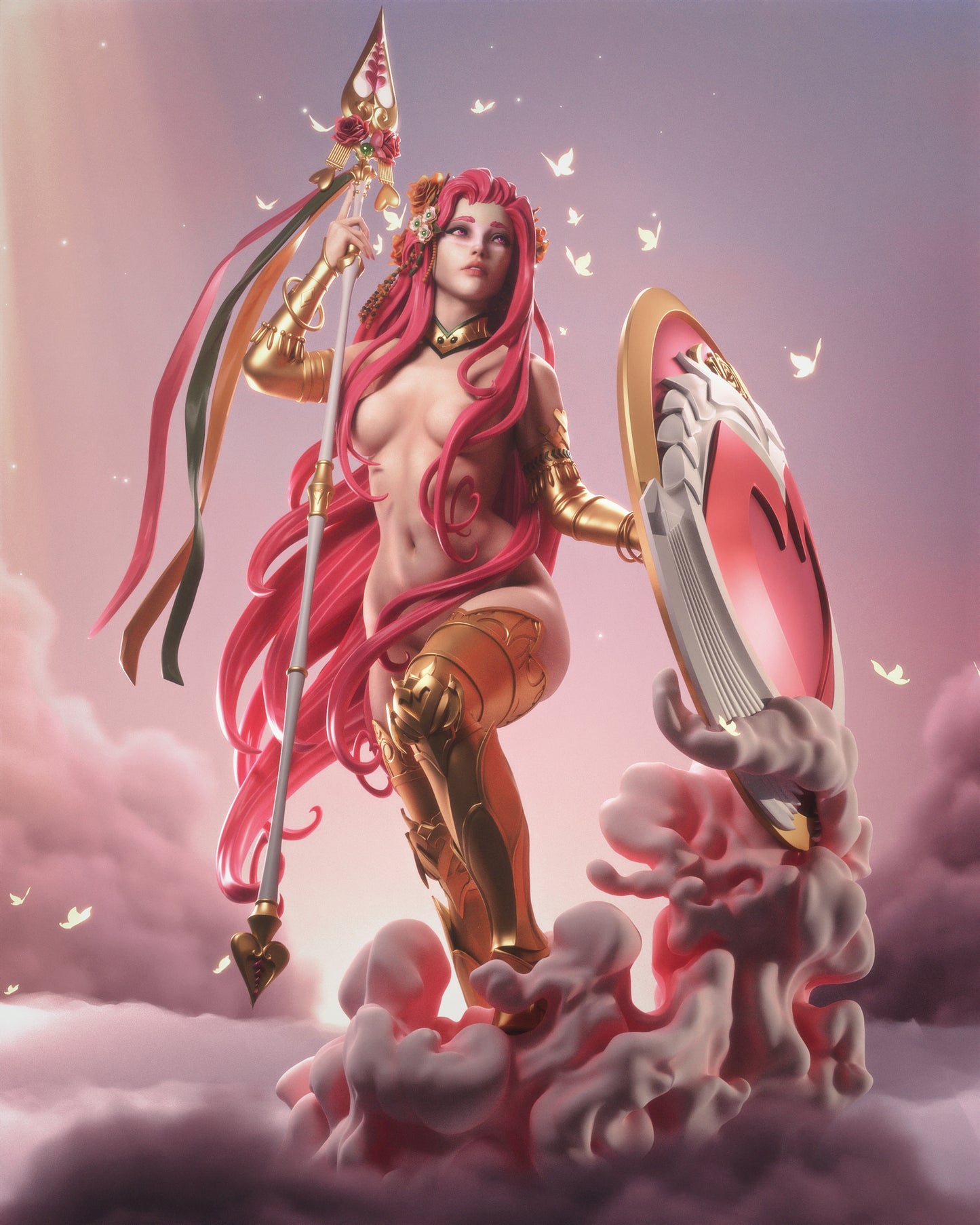 Fantasy goddess unpainted statue