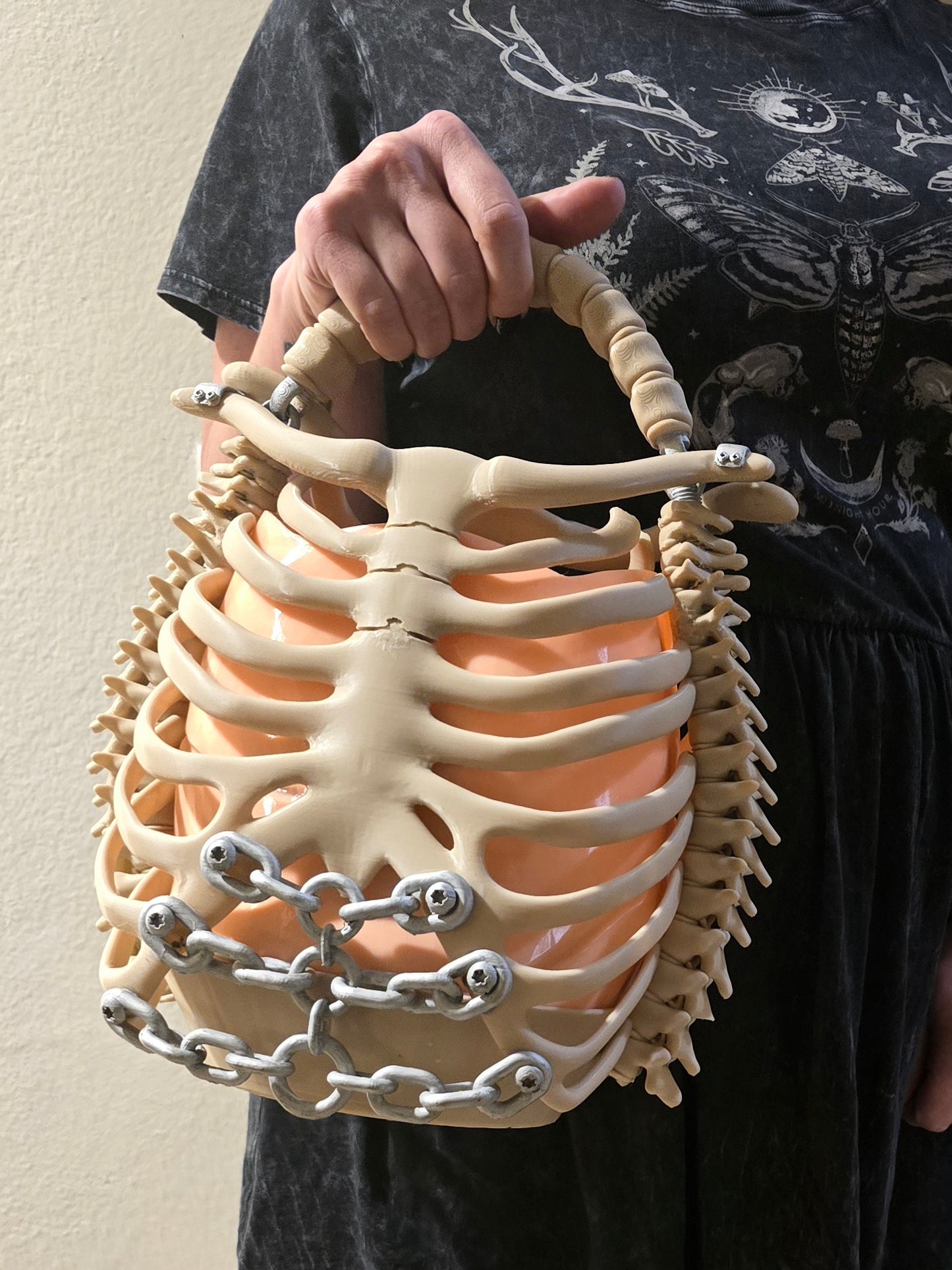 3D printed bone ribcage purse gothic skeleton rib cage handbag with anatomical rib design