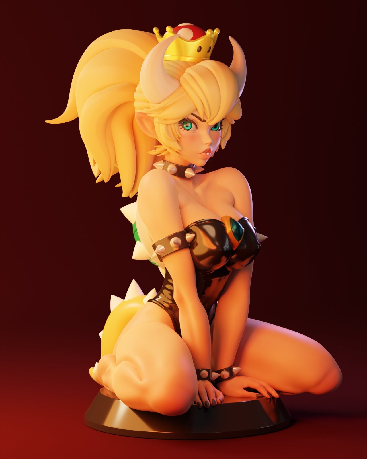 Sitting Bowsette Style Mario Unpainted Resin Garage Model Kit (1/6-1/12)