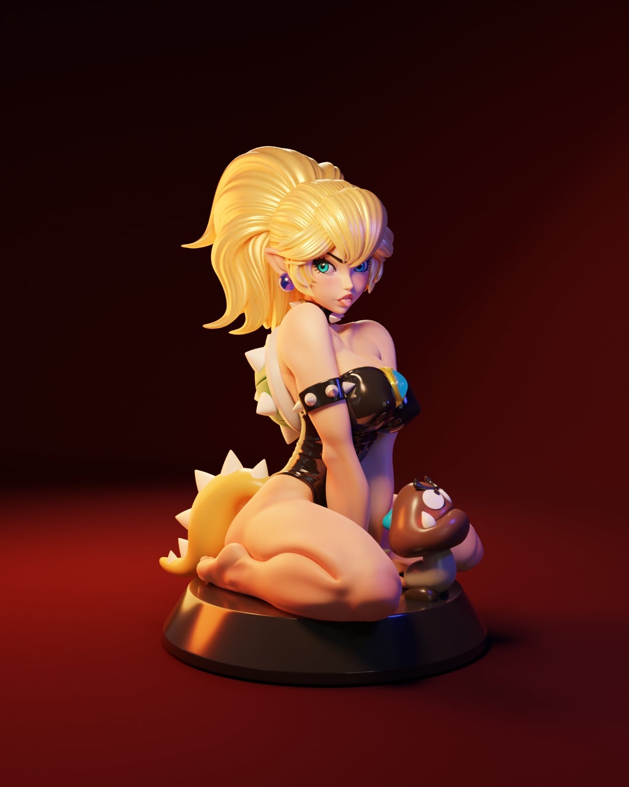 Sitting Bowsette Style Mario Unpainted Resin Garage Model Kit (1/6-1/12)