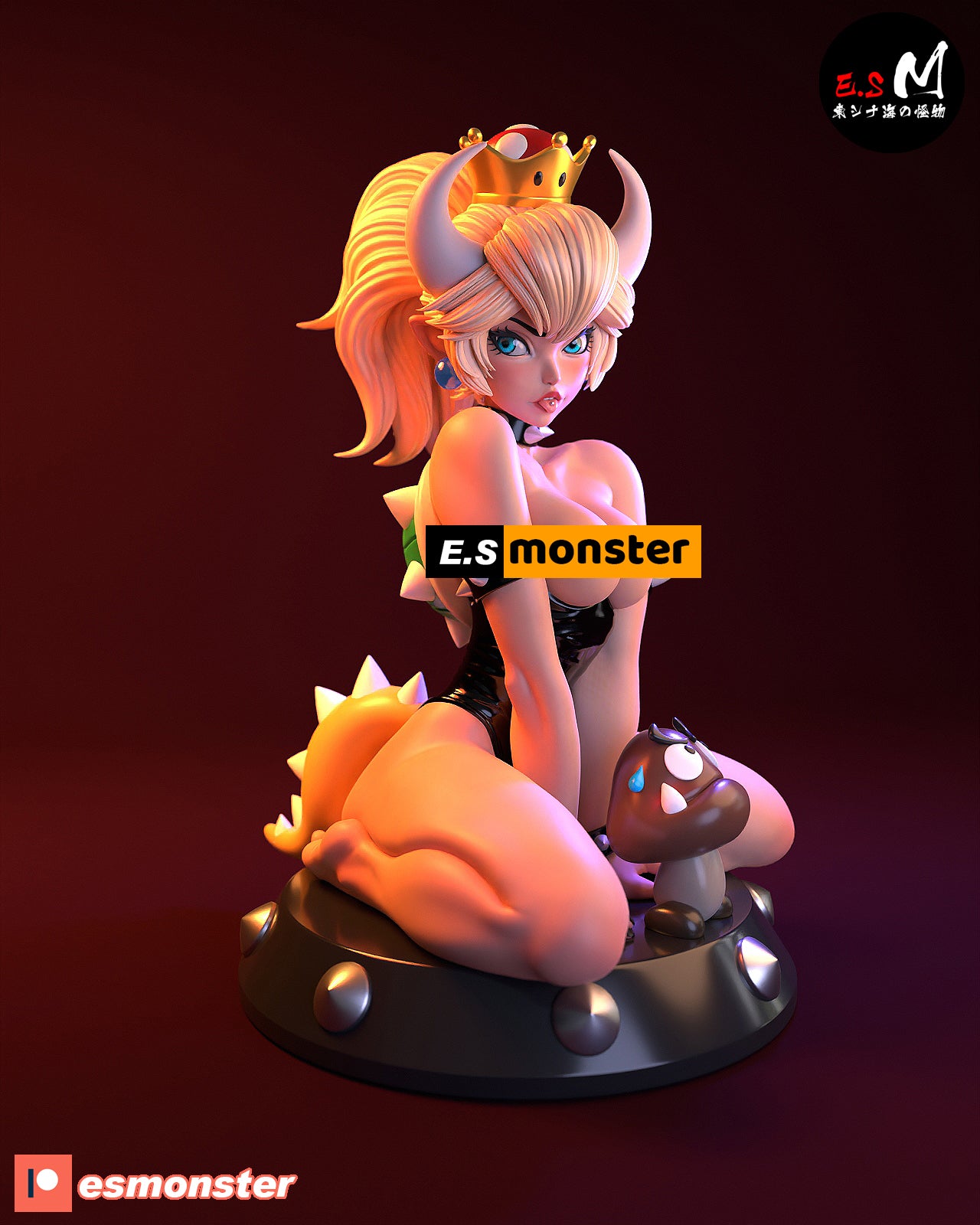 Sitting Bowsette Style Mario Unpainted Resin Garage Model Kit (1/6-1/12)