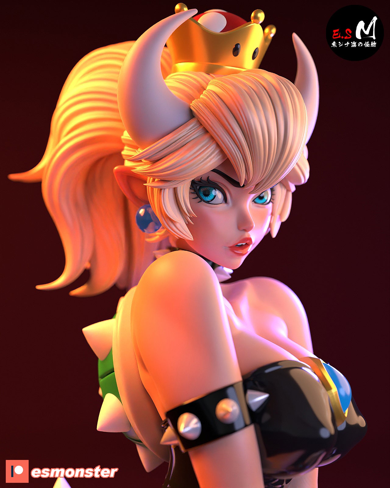 Sitting Bowsette Style Mario Unpainted Resin Garage Model Kit (1/6-1/12)