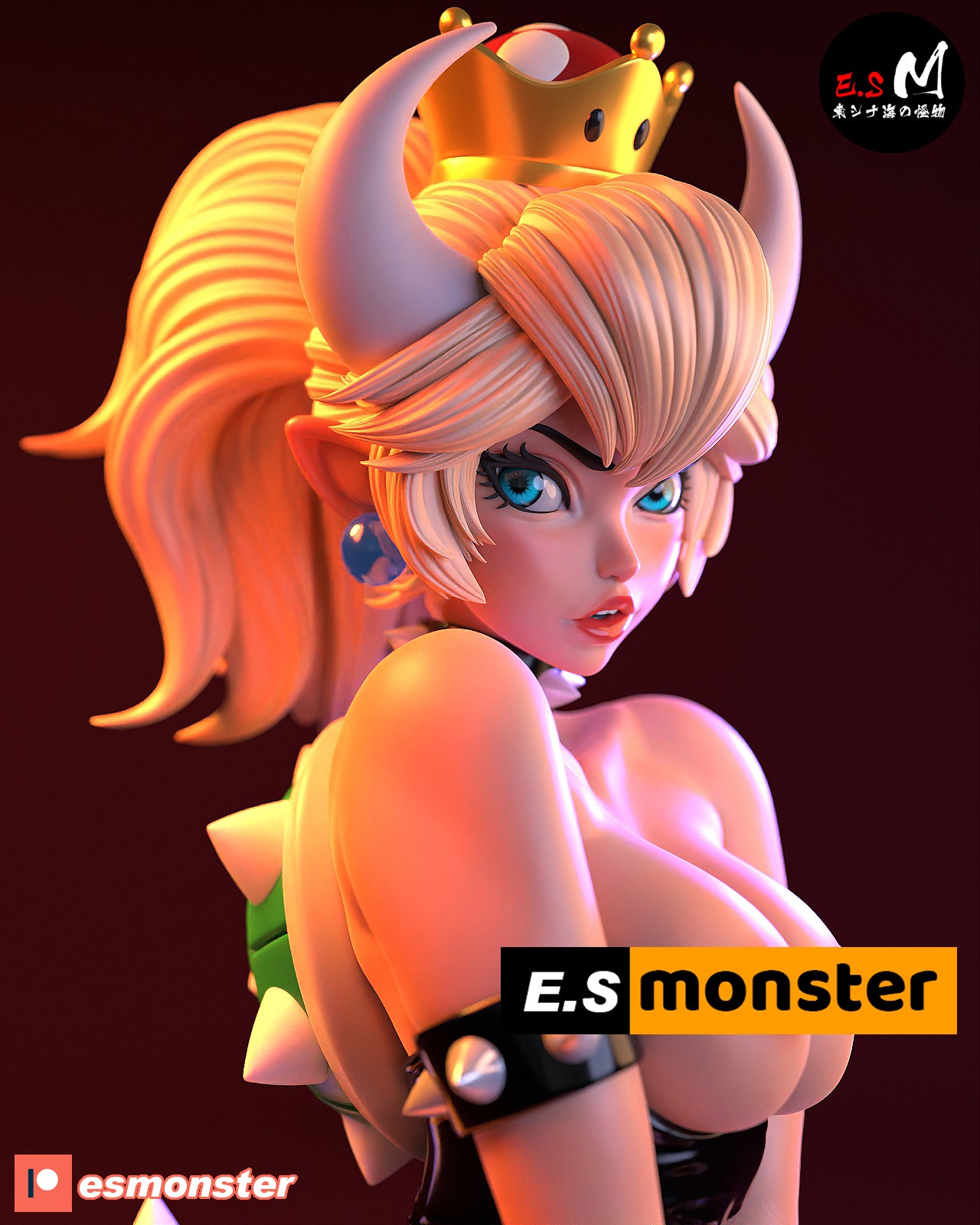 Sitting Bowsette Style Mario Unpainted Resin Garage Model Kit (1/6-1/12)