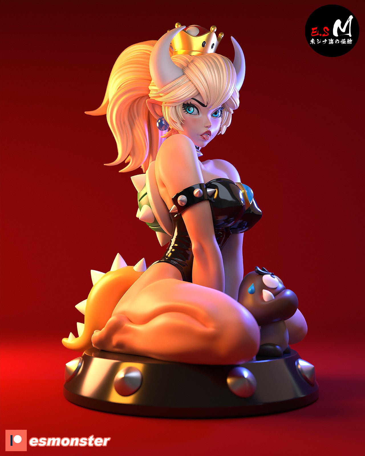 Sitting Bowsette Style Mario Unpainted Resin Garage Model Kit (1/6-1/12)