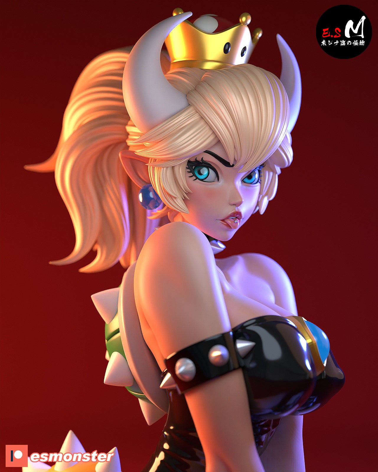 Sitting Bowsette Style Mario Unpainted Resin Garage Model Kit (1/6-1/12)