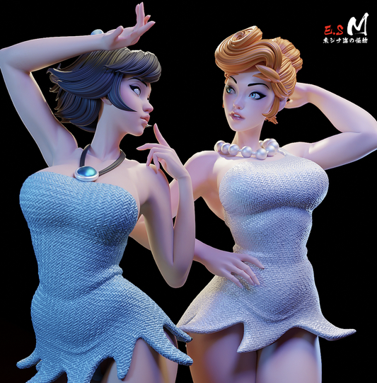 Wilma & Betty Duo Style Flintstones Resin Garage Kit (1/6-1/12)