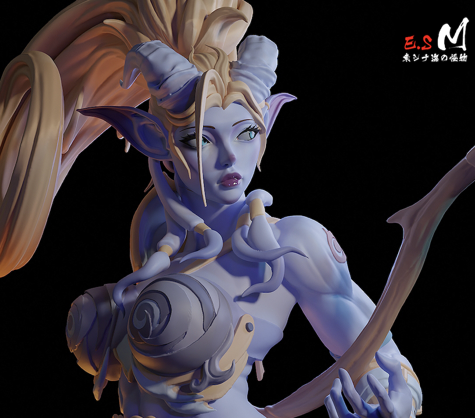Staff Holding Draenei Style Warcraft Unpainted Resin Garage Kit (1/6-1/12)