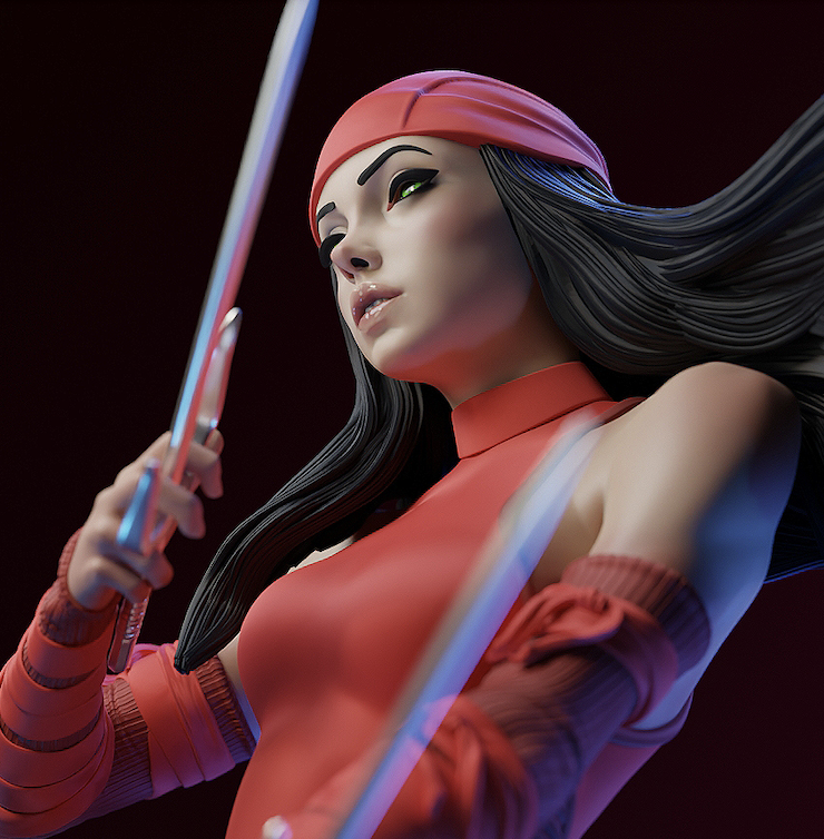 Elektra Dual Sai Style Marvel Unpainted Resin Garage Model Kit (1/6-1/12)