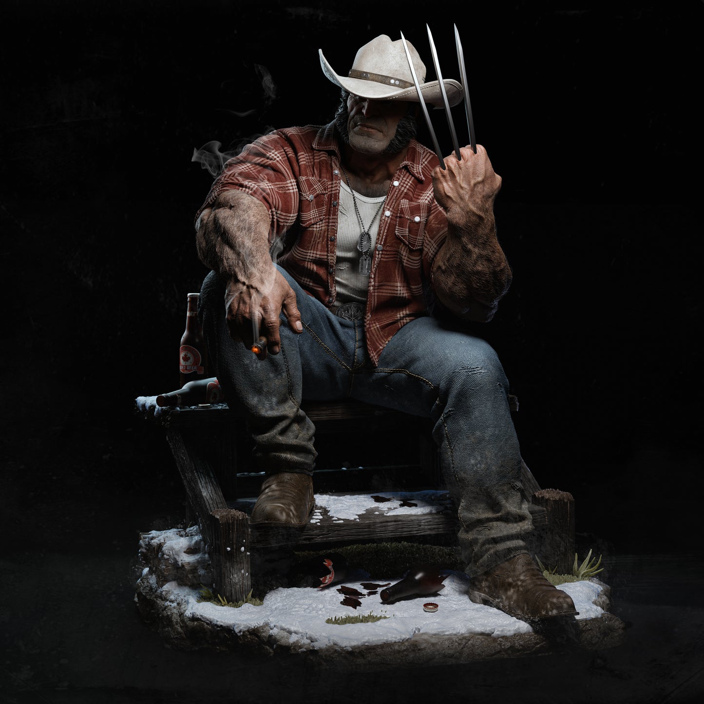 Cowboy Logan Style X-Men Unpainted Resin Garage Model Kit (1/6-1/12)