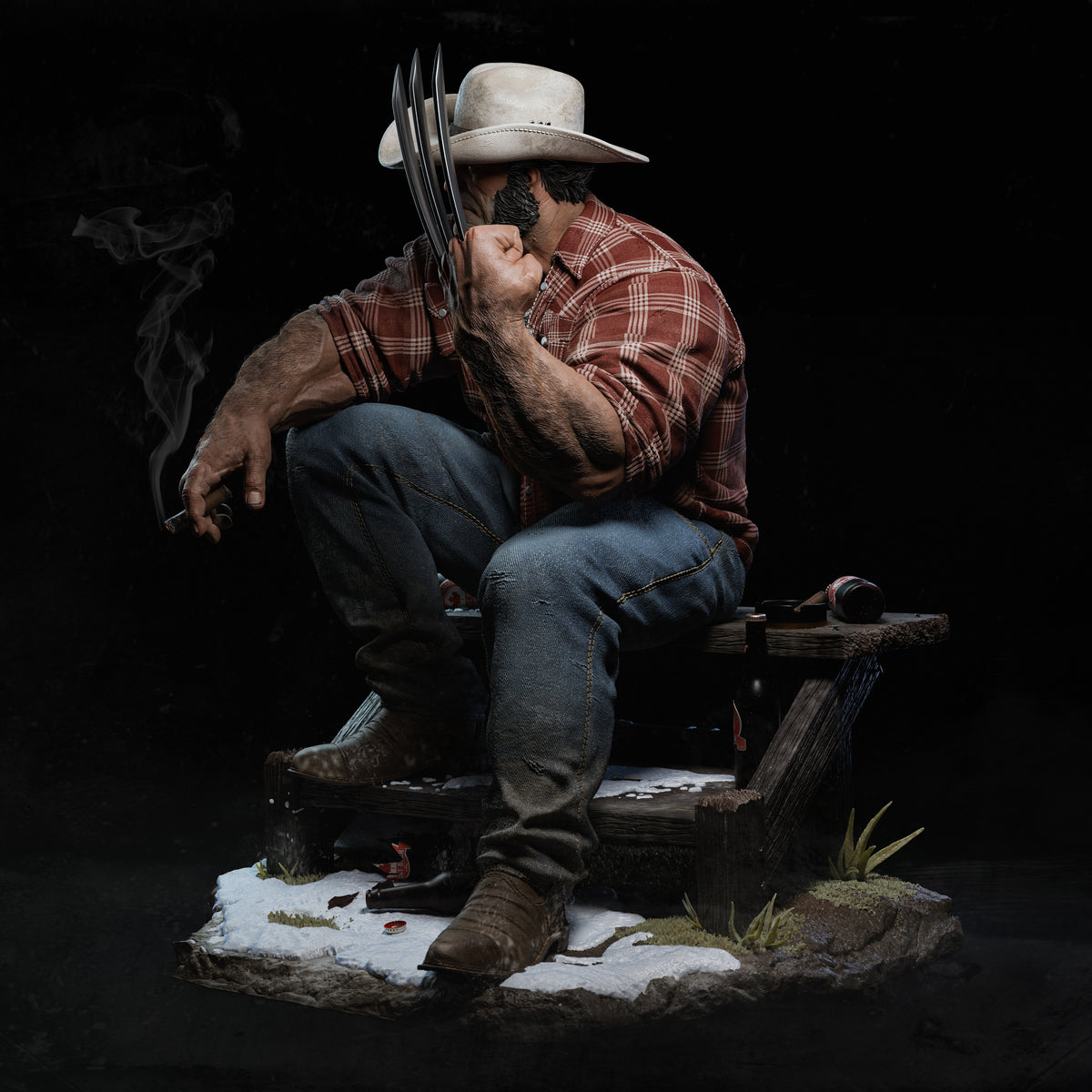 Cowboy Logan Style X-Men Unpainted Resin Garage Model Kit (1/6-1/12)