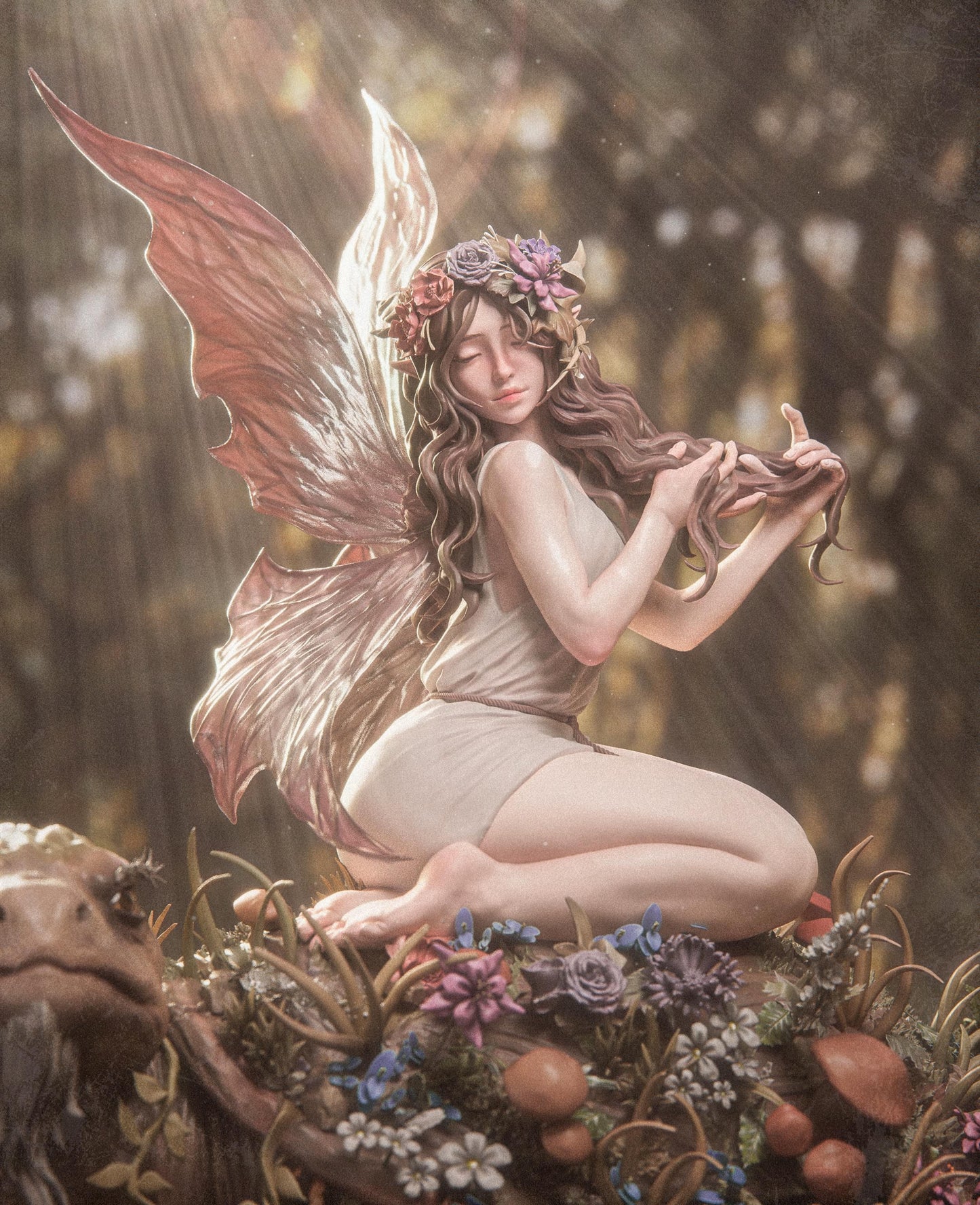 Enchanted Fairy Blosson Girl resin kit – Unpainted 3D Printed Model kit