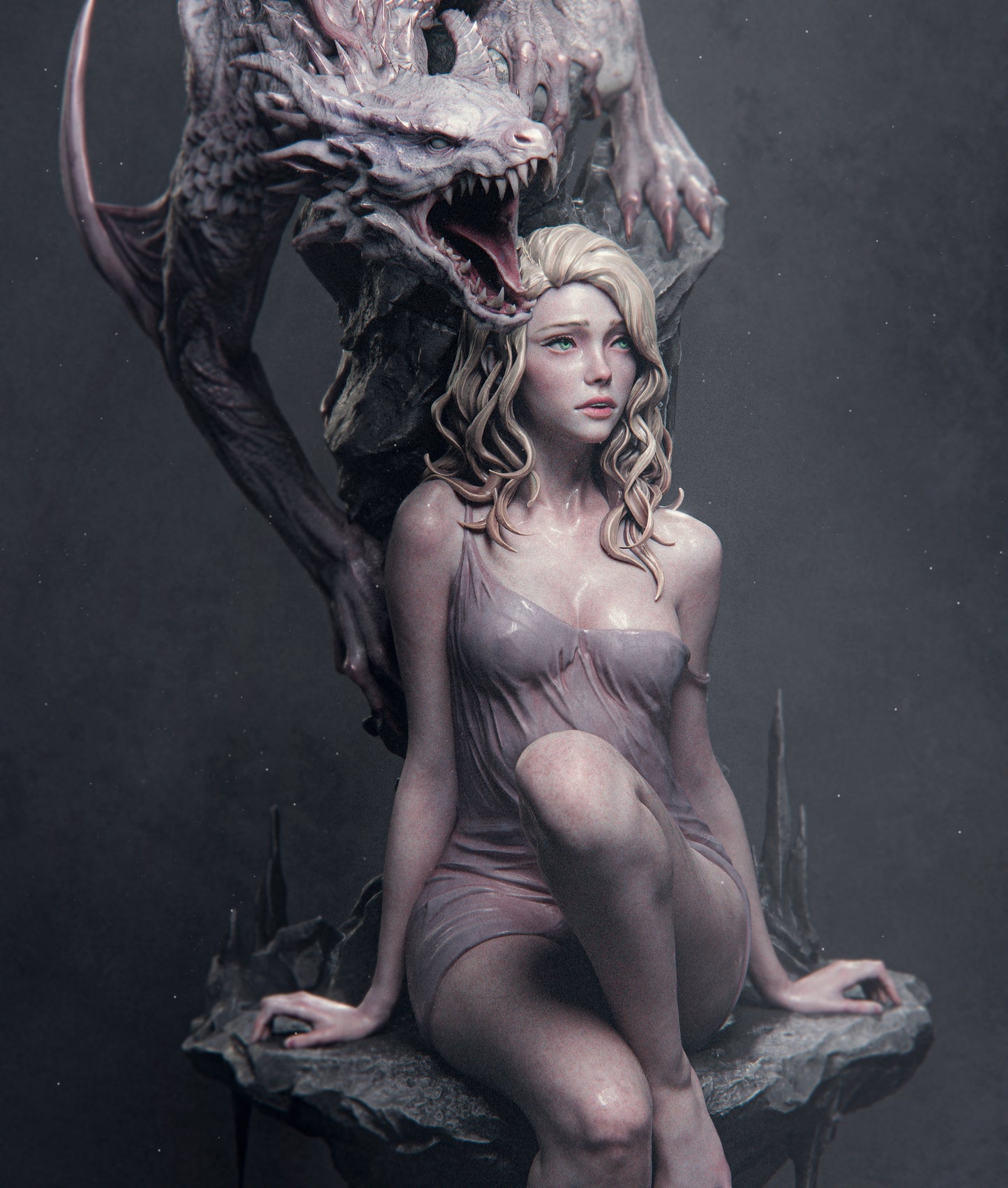 Elegy of the Wyrm Dragon Priestess resin kit – Unpainted 3D Printed Model kit