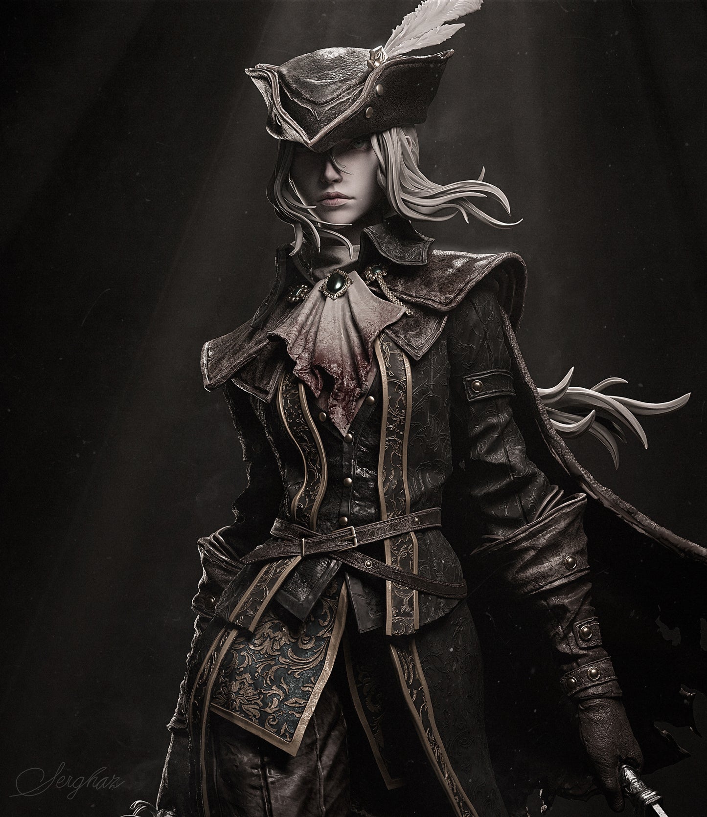 Old Hunter Lady Maria Style Bloodborne Unpainted Resin Garage Kit (1/6-1/12)